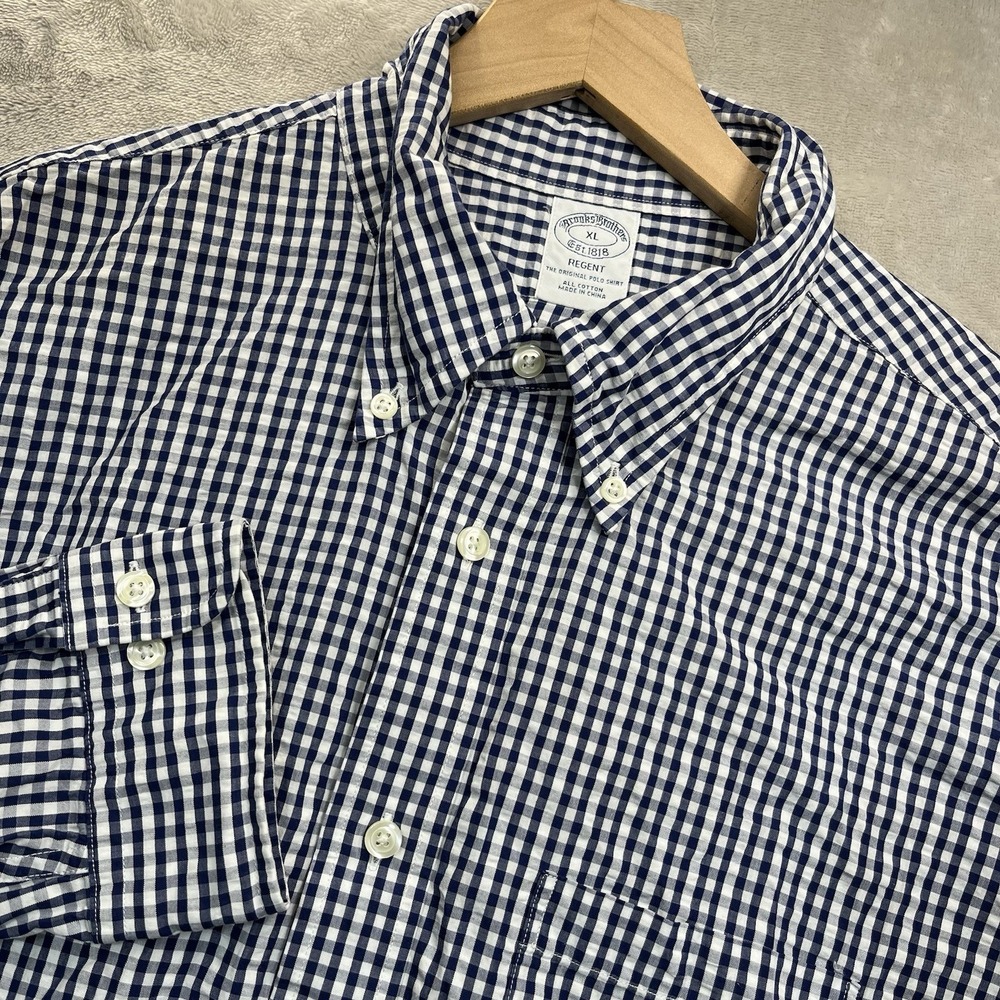Brooks Brothers Shirt Mens XL Regent Fit Seersucker Long Sleeve Button Up